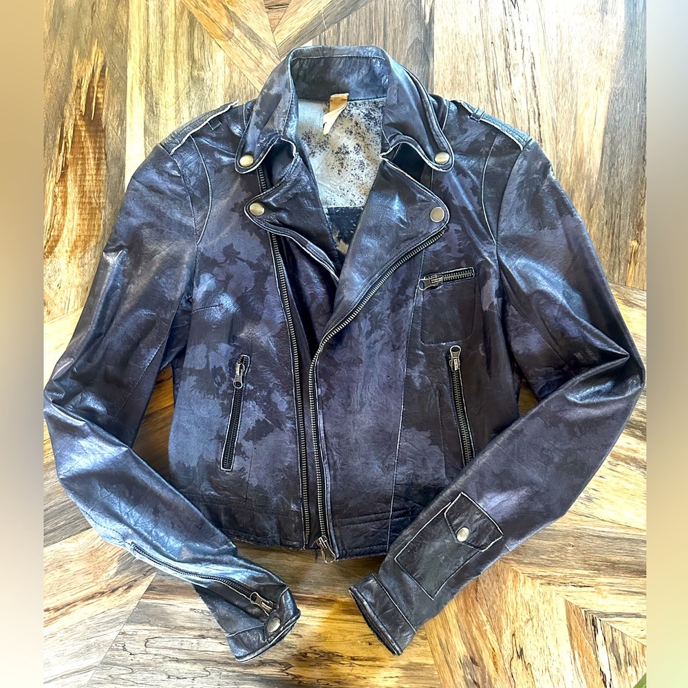 Jakett genuine leather moto jacket